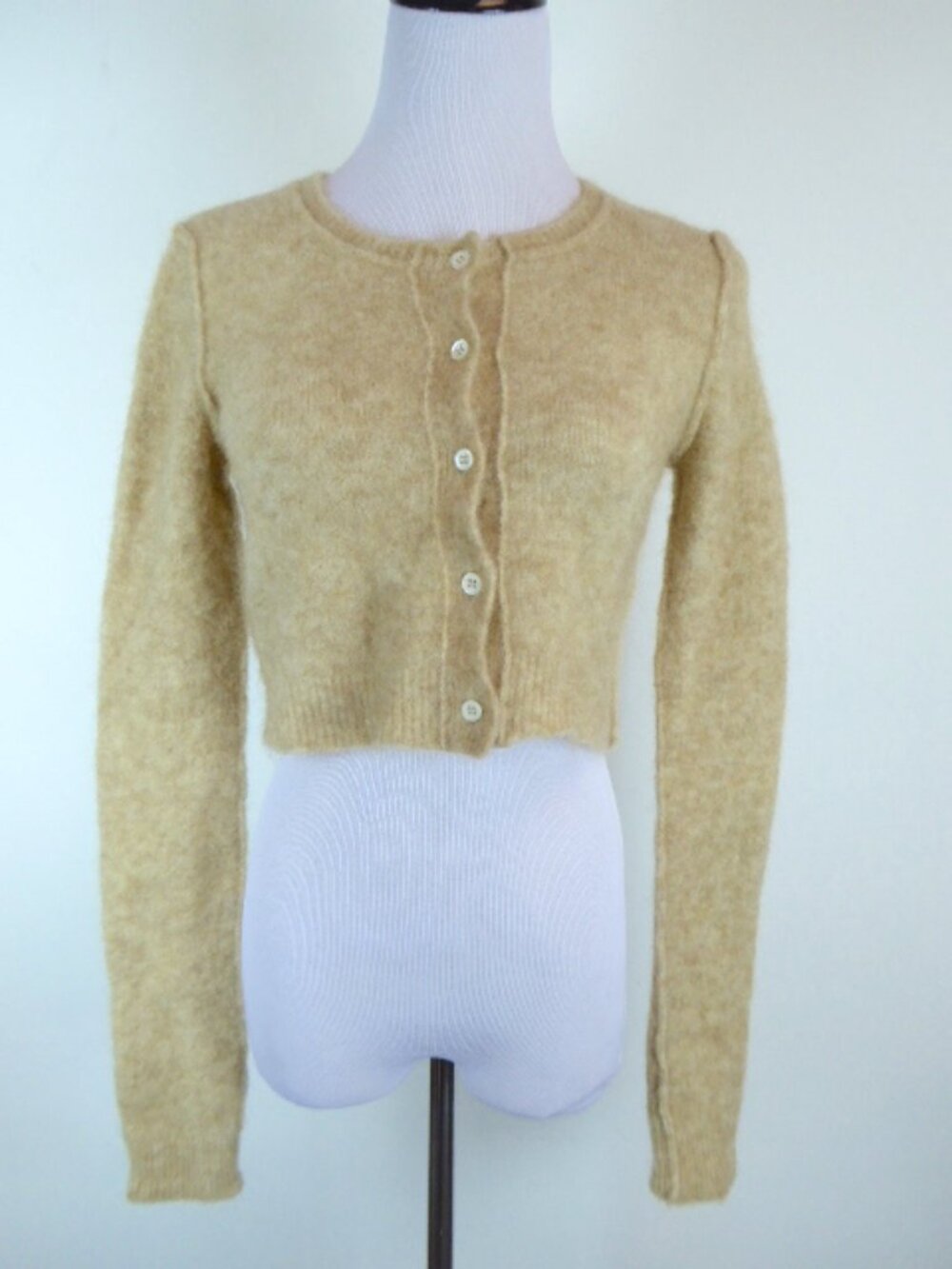 HACHE camel reverse edge cropped CARDIGAN SWEATER i40 S made in Italy